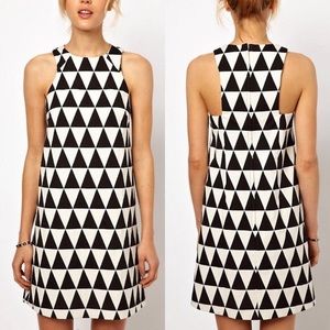 ASOS Jacquard Triangle Shift Dress Black & White
